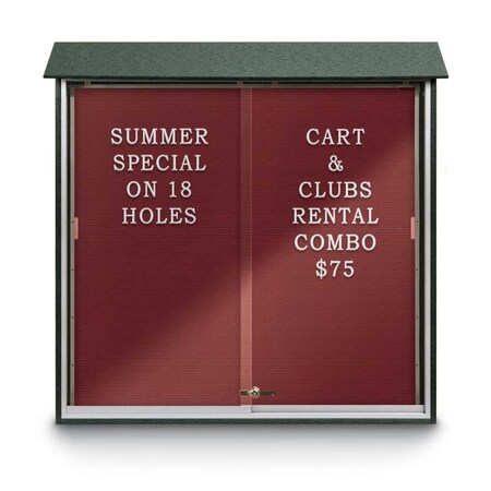 United Visual Products Outdoor Enclosed Combo Board, 72"x36", Satin Frame/Blk Porc & Dk Spruce UVCB7236OD-BLKPORC-DRKSPR